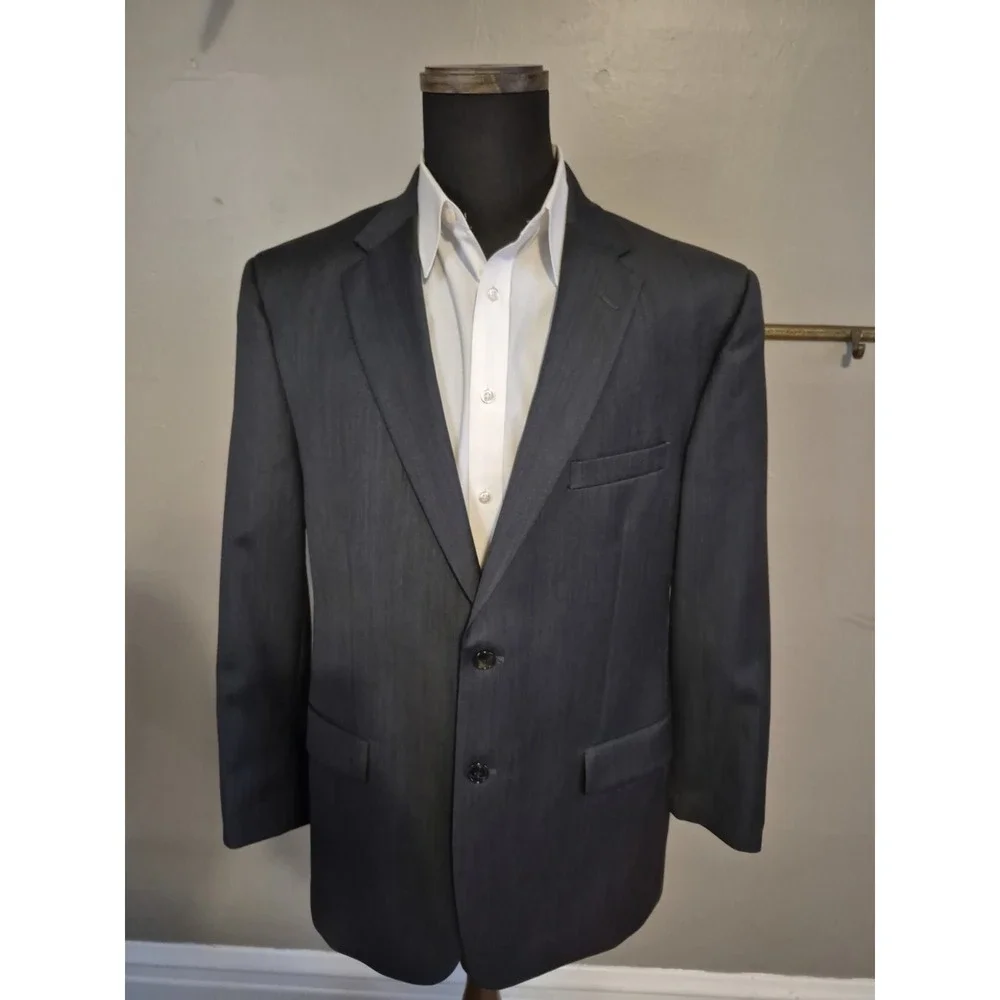 Jos A Bank Mens Tailored Fit Wool Sports Coat 44R Gray 2 Button Blazer G801